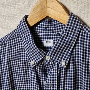 유니클로 깅엄 체크 셔츠 네이비