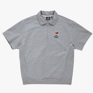 뉴발란스 남여공용 하프집업 오버핏 반팔 맨투맨