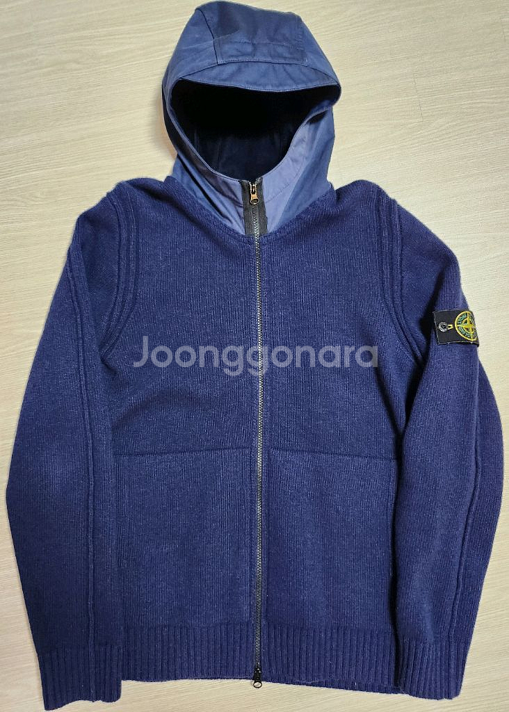 스톤아일랜드 나일론 우븐 믹스 니트 후드 집업 XL 판--0