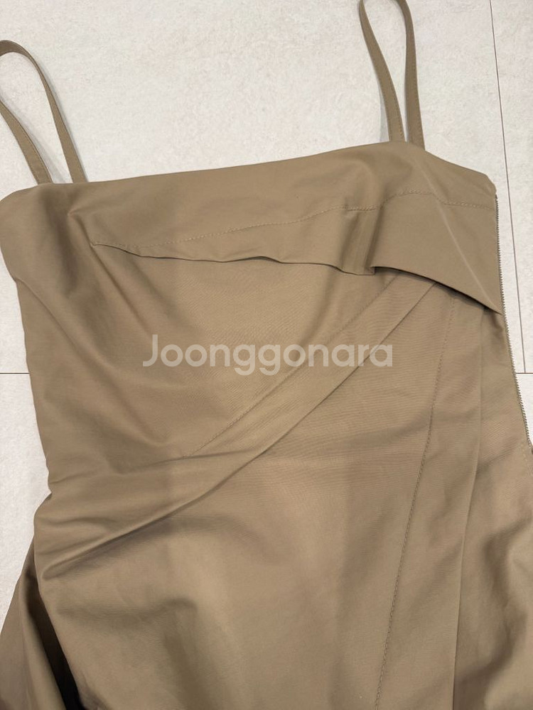 정품 디올 베이지 코튼 플레어 민소매 롱원피스 36--4