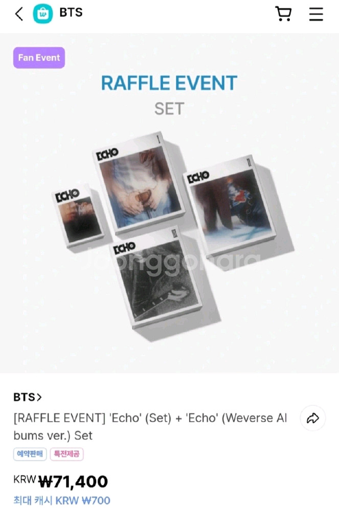 원가이하)) 방탄소년단 진 에코 미개봉 앨범&특전 양도--0