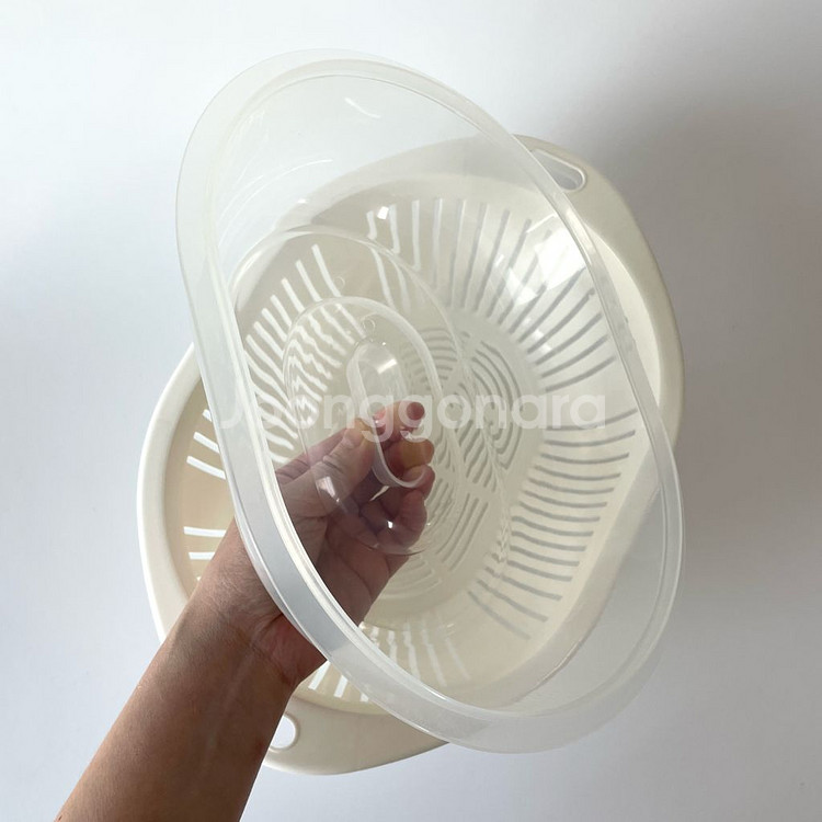 (미사용) 뚜껑 채반, 바구니 야채보관 소쿠리--3