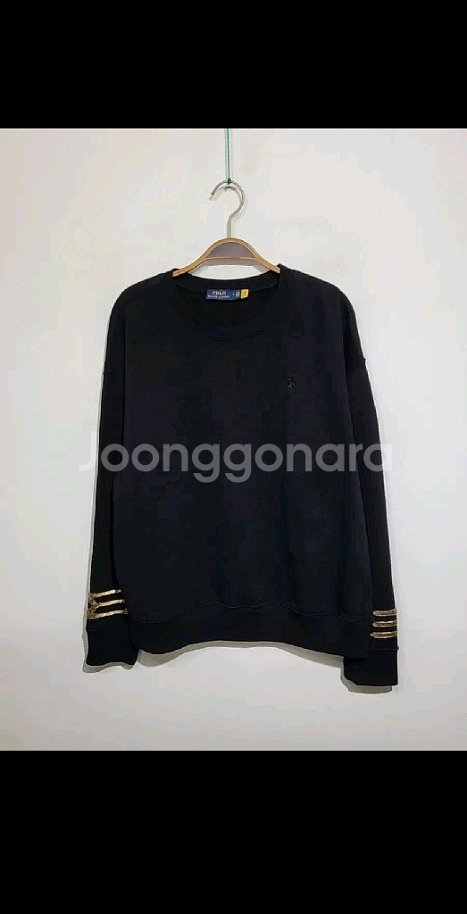 (L) 랄프로렌 폴로 스웨트 블랙 로고 맨투맨 티셔츠--0