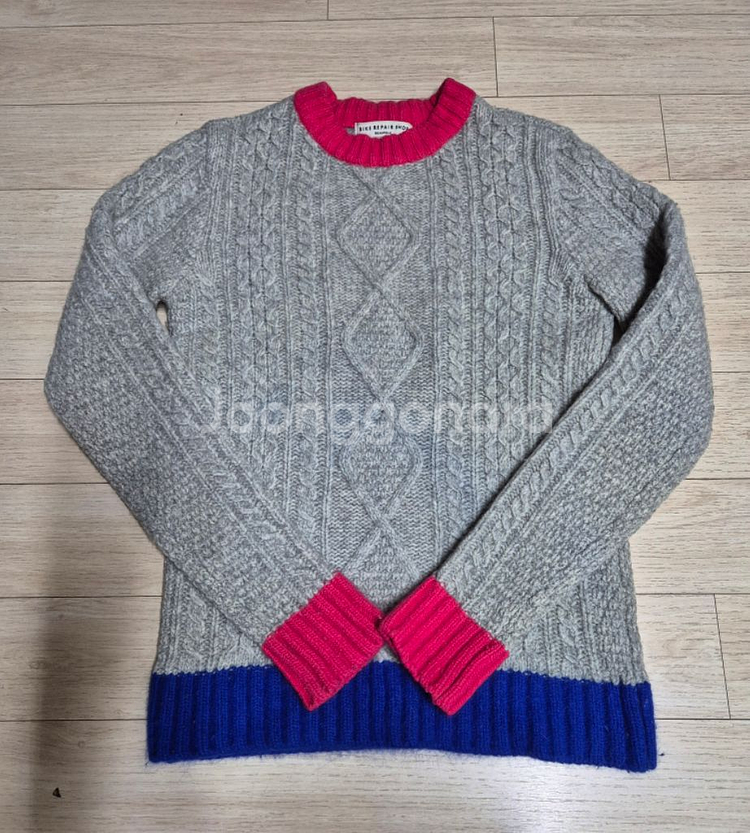 빈폴 컬레 배색 그레이 니트--0