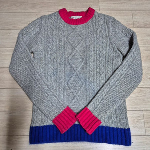 빈폴 컬레 배색 그레이 니트