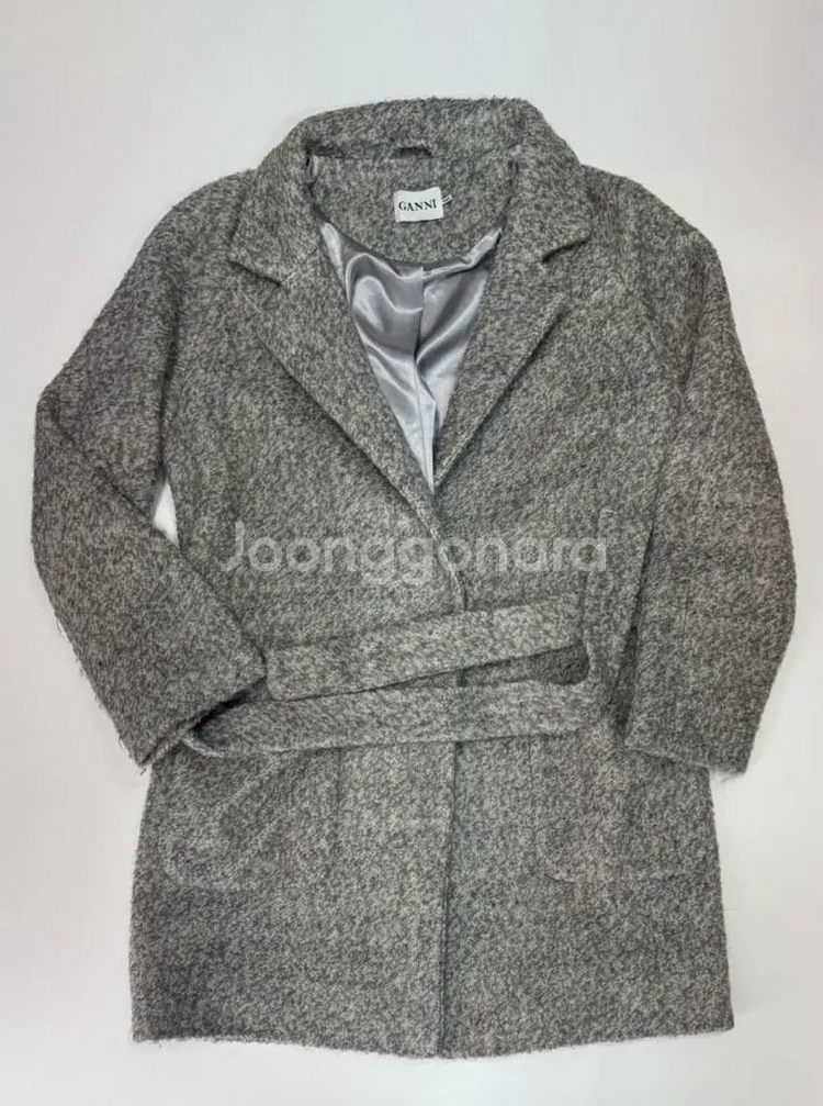 여성 19fw 가니 Ganni 부클 벨티트 코트--0