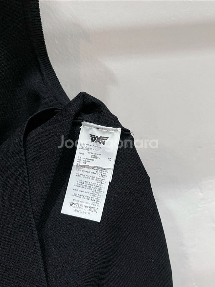 [미착용](66/m) pxg 블랙 배색 모크넥 니트조끼--3