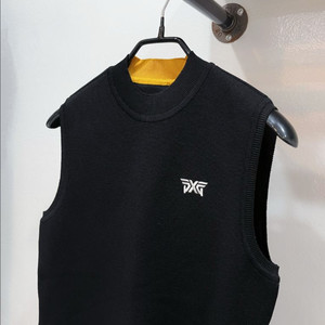 [미착용](66/m) pxg 블랙 배색 모크넥 니트조끼