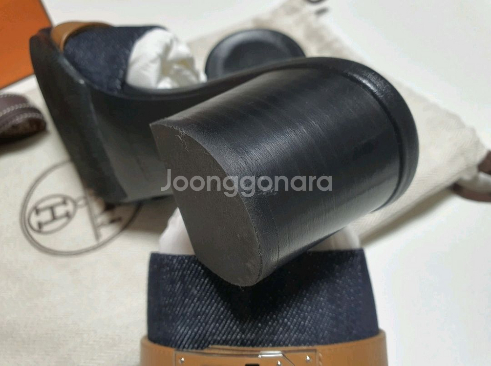 에르메스 Gigi 50 샌들 데님--7