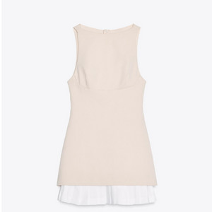 자라 TRF 여성 포플린 패치 민소매 숏 원피스