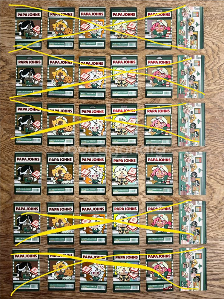 파파존스 쿠키런킹덤 쿠킹덤 콜라보 카드 B세트--0