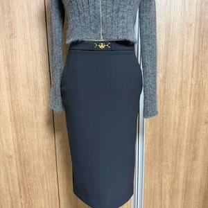 24FW 엘리자베타프랑키 로고 장식 미디 스커트(블랙)