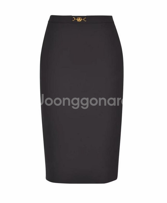 24FW 엘리자베타프랑키 로고 장식 미디 스커트(블랙)--5