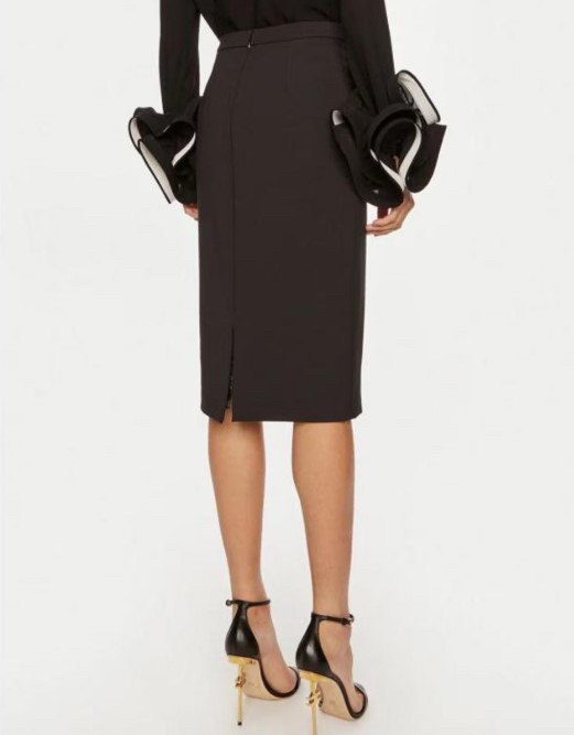 24FW 엘리자베타프랑키 로고 장식 미디 스커트(블랙)--4