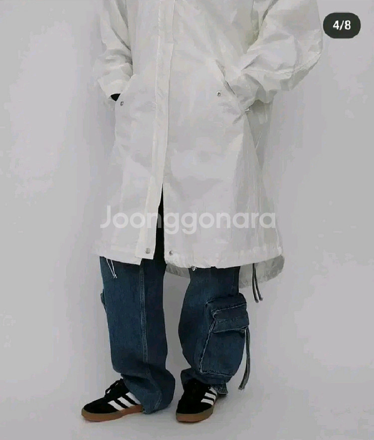 블랙푸시아 오버핏 코팅 롱 야상 점퍼 - 아이보리--2