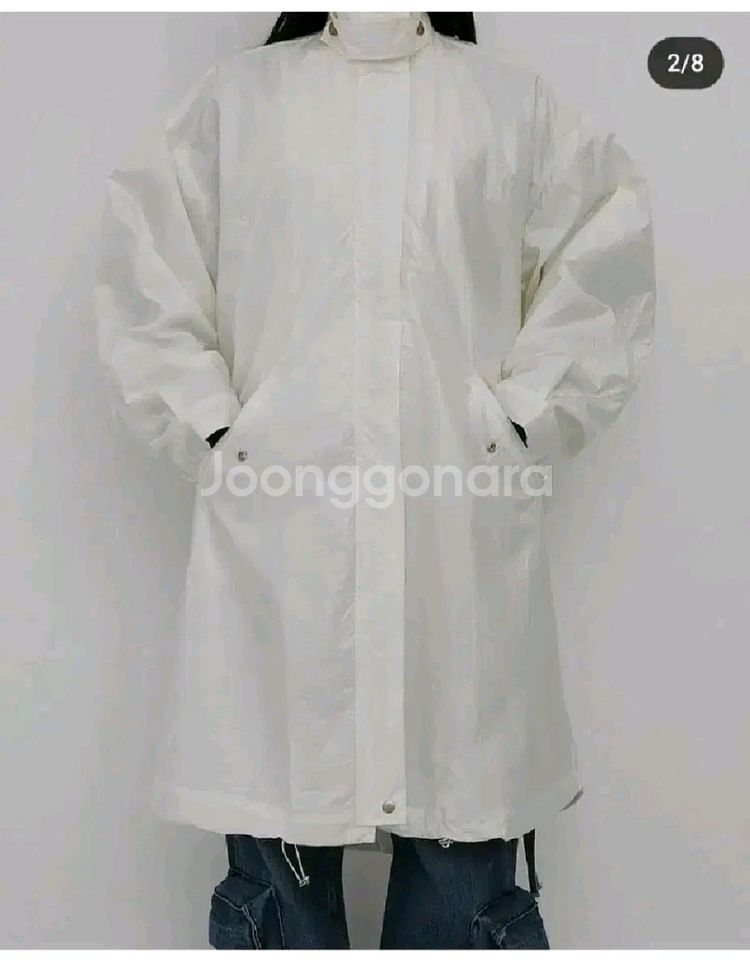 블랙푸시아 오버핏 코팅 롱 야상 점퍼 - 아이보리--3