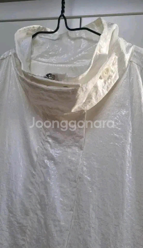 블랙푸시아 오버핏 코팅 롱 야상 점퍼 - 아이보리--8