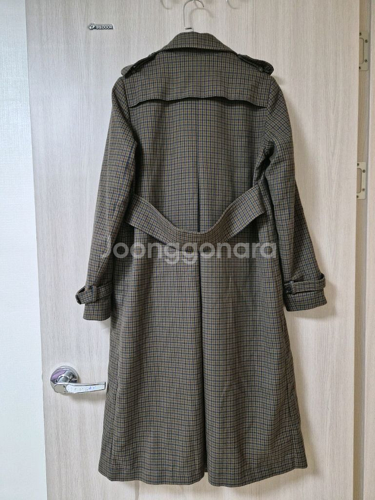 (신세경착용)산드로 체크 깅엄 트렌치코트 여성 롱코트--8