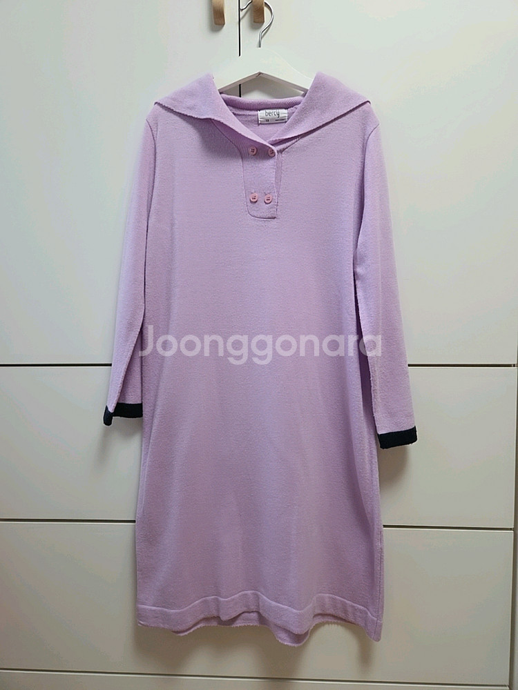 여아 보세 보라색 카라넥 니트 원피스 13호--0