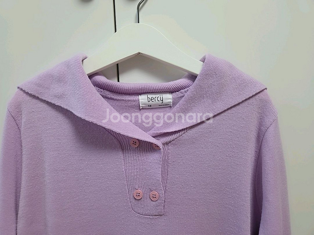 여아 보세 보라색 카라넥 니트 원피스 13호--2