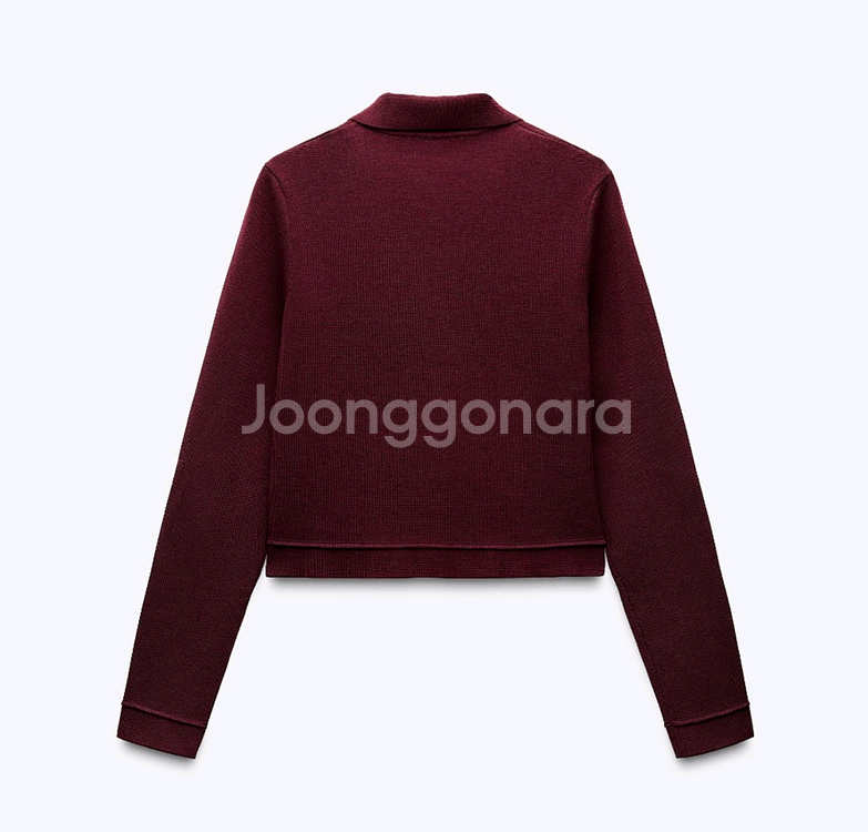 자라 버건디 골드 버튼 가디건--1