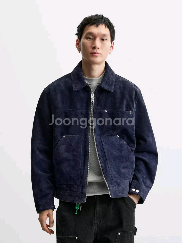 ZARA 자라 스플릿 스웨이드 레더 자켓 L--0