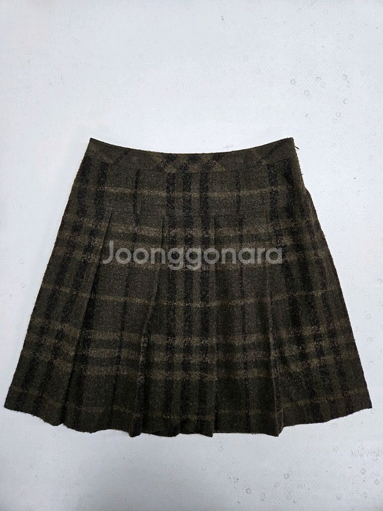 버버리 모직 체크 플리츠 스커트--0