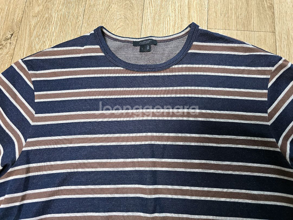 질스튜어트 뉴욕 네이비/브라운 스트라이프 반팔티 L 팝--0