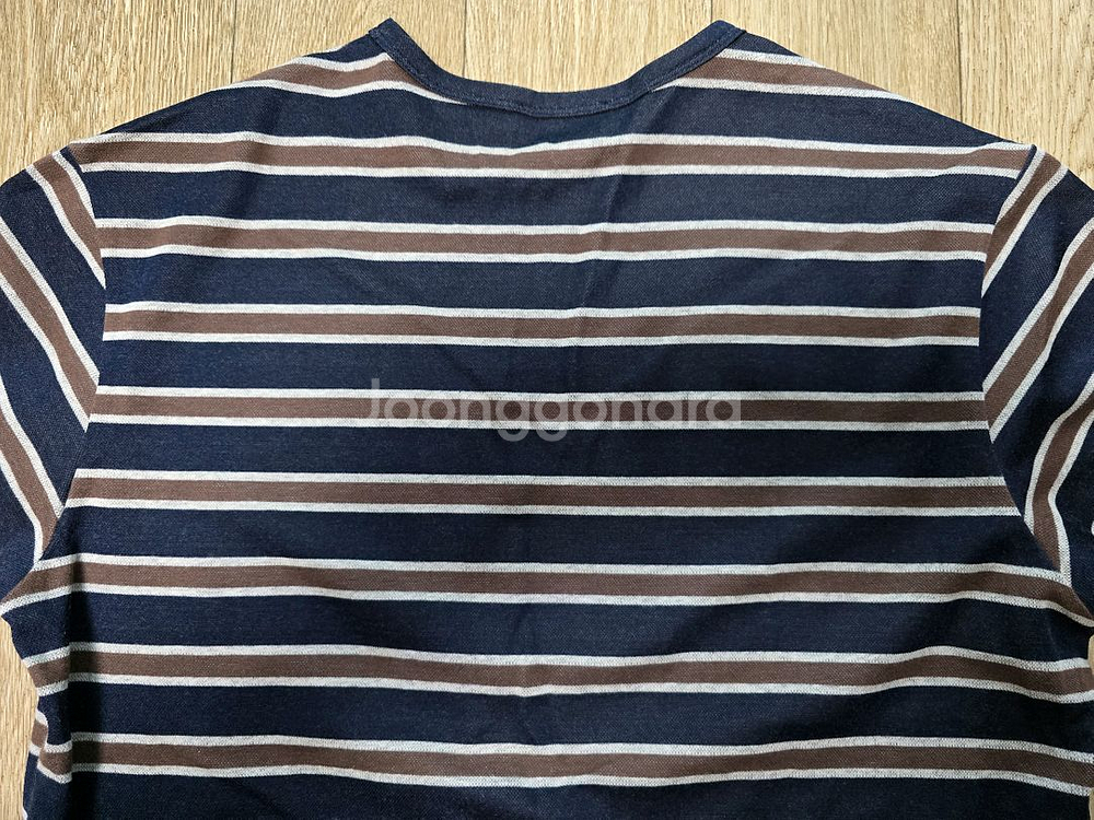 질스튜어트 뉴욕 네이비/브라운 스트라이프 반팔티 L 팝--2