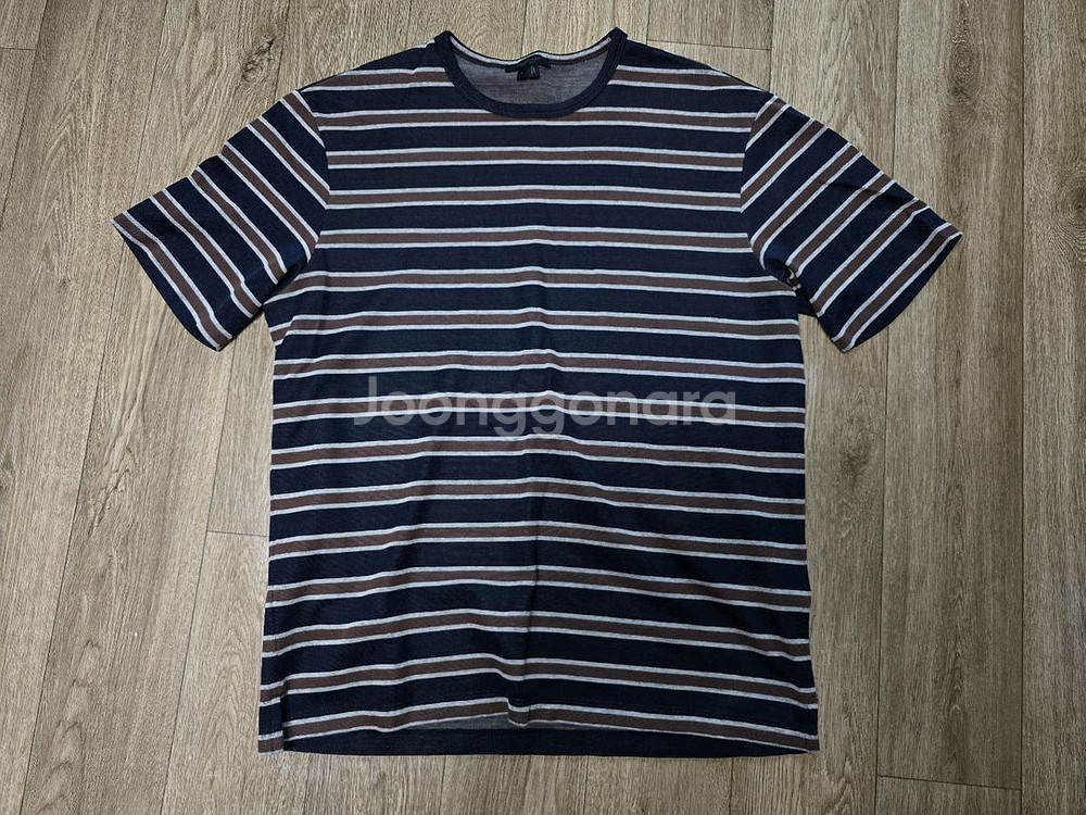 질스튜어트 뉴욕 네이비/브라운 스트라이프 반팔티 L 팝--1