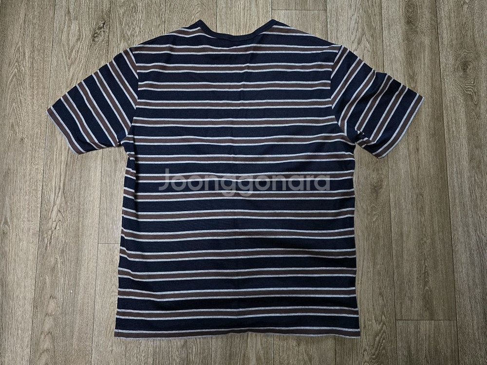 질스튜어트 뉴욕 네이비/브라운 스트라이프 반팔티 L 팝--3