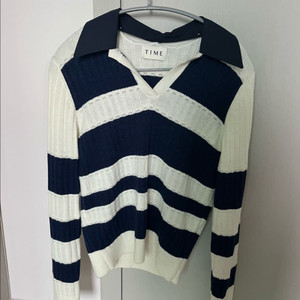 타임 울 카라 니트 네이비(55)