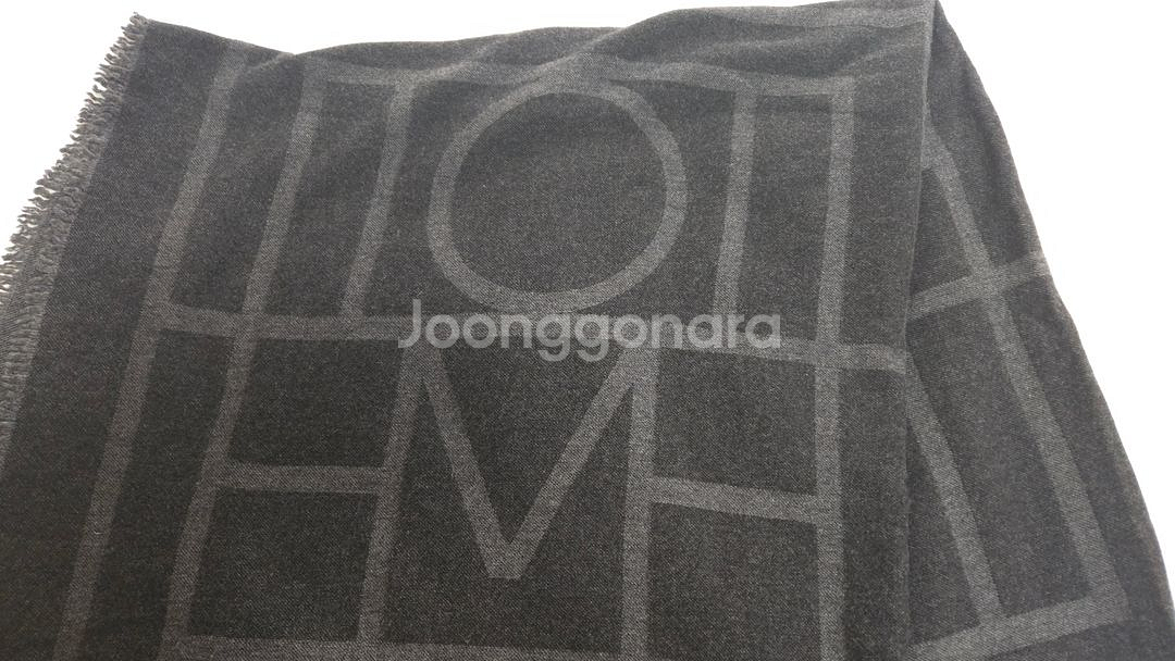 토템 모노그램 울 캐시미어 숄 다크 그레이--0