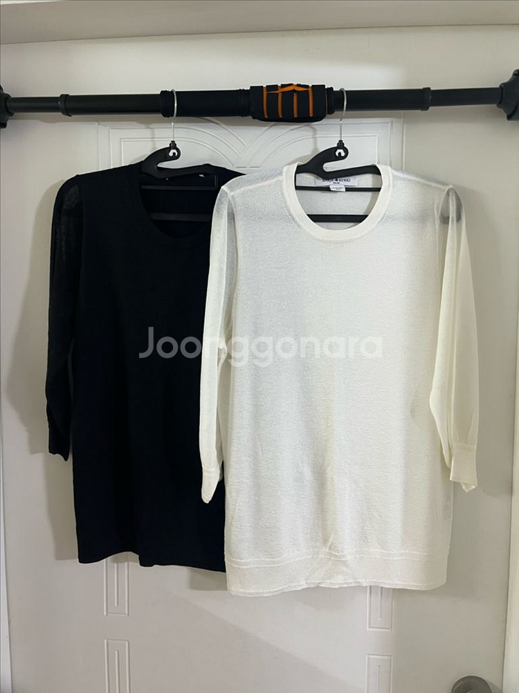 화이트 블랙 펄니트 시스루 니트 티셔츠2개세트--1