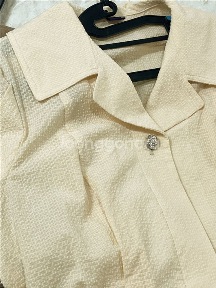 허리라인 네이비 레몬 블라우스 봄가을 셔츠자켓 2개세트--1