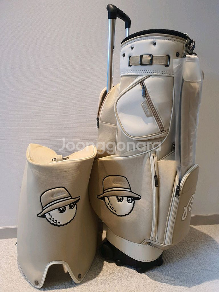 국내당일발송 말본골프백 캐디백 트롤리 바퀴형 베이지--1