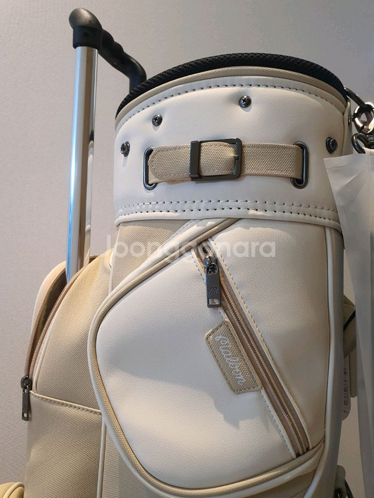 국내당일발송 말본골프백 캐디백 트롤리 바퀴형 베이지--5