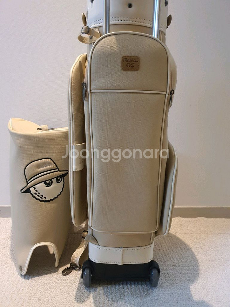 국내당일발송 말본골프백 캐디백 트롤리 바퀴형 베이지--7