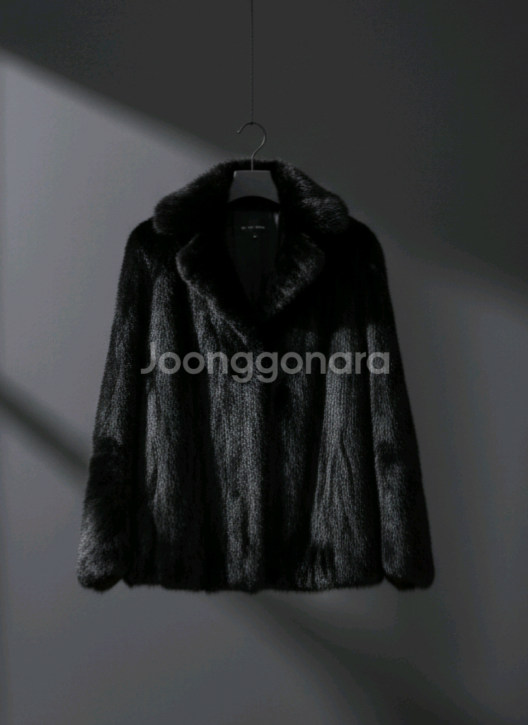 [M]<임소숙>블랙 모피 자켓--0