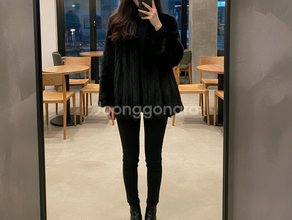 [M]<임소숙>블랙 모피 자켓--2