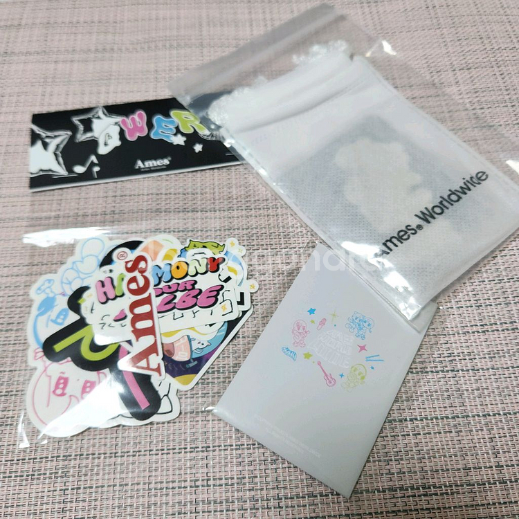 QWER 아메스 구매특전 포카, 스티커팩 +콜라보 키링--1