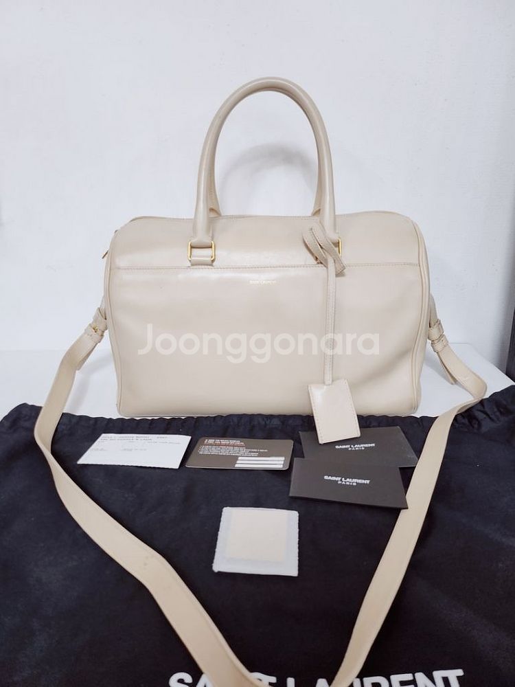 생로랑 크림 더플백 2way백 토트겸 숄더백 미디움--0