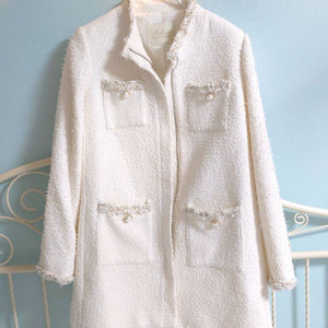 밀크코코아 화이트 트위드 재킷 지퍼타입 새옷 (택포)