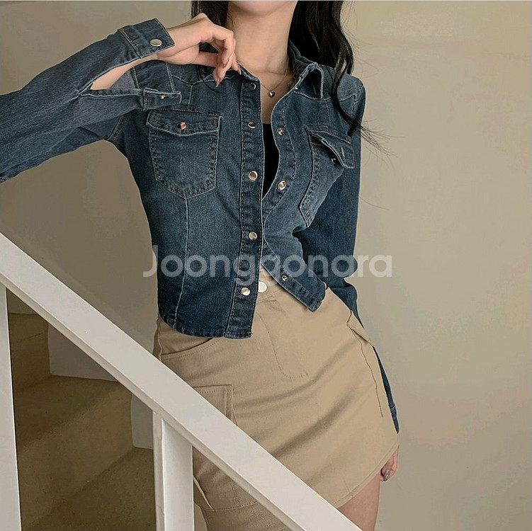 데님셔츠 블라우스--2