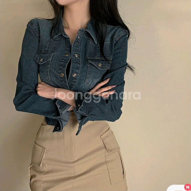 데님셔츠 블라우스--1