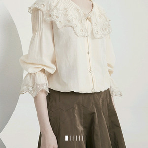 타임 레이스 블록 크롭 블라우스 랑방 마인 더캐시미어