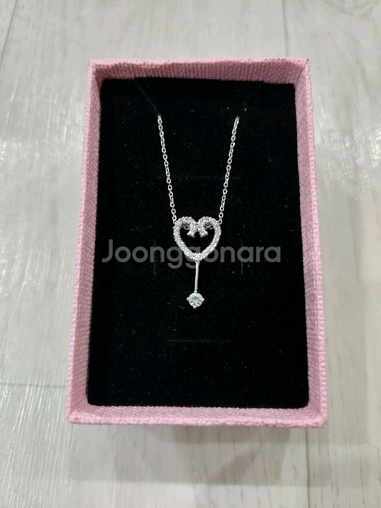14k 화이트골드 하트 목걸이 2.45g 무료배송--1