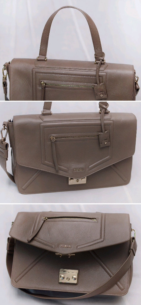 훌라 엘리스 원핸들 클래식 패드락 플랩 레더 사첼백 이미지