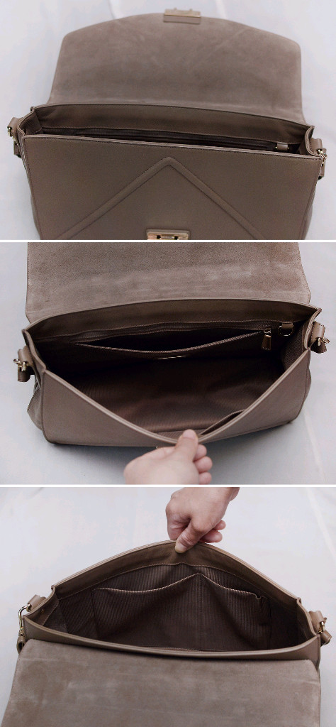 훌라 엘리스 원핸들 클래식 패드락 플랩 레더 사첼백 이미지