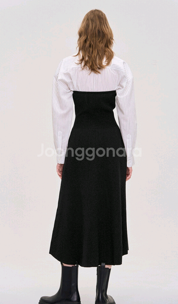 시스템 집업 니트 원피스--1